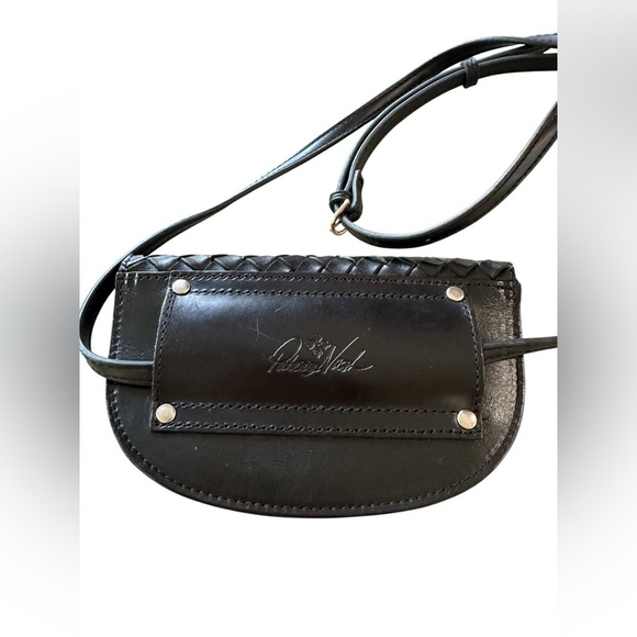 Patricia Nash Black Leather Woven Belt Bag (Missing Belt) Woven Crossbody Bag - Picture 3 of 11